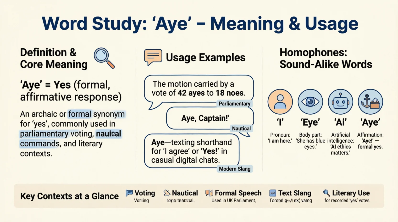 Aye Definition Mean in Text 2026